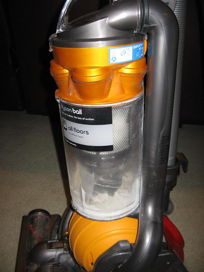 Dyson Vacuum canister close up